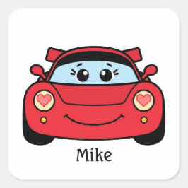 Pegatina Cuadrada Personalized Race Car Valentine Sticker