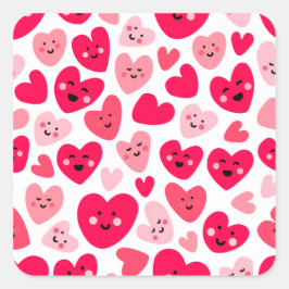 Pegatina Cuadrada Personalized Red Heart Happy Valentine’s Day Lover
