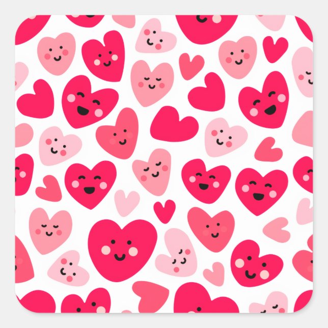 Pegatina Cuadrada Personalized Red Heart Happy Valentine’s Day Lover (Anverso)