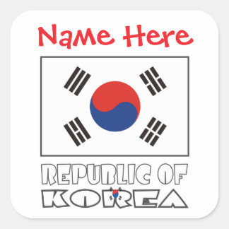 Pegatina Cuadrada Personalized Republic of Korea Flag Square Label
