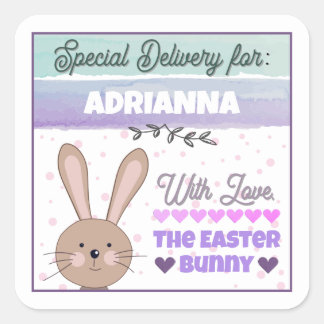 Pegatina Cuadrada Personalized Stickers from Easter Bunny With Love