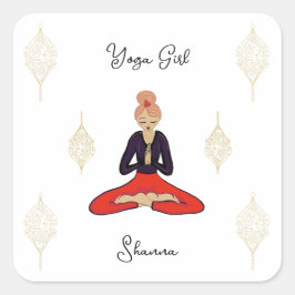 Pegatina Cuadrada Personalized Yoga Girl