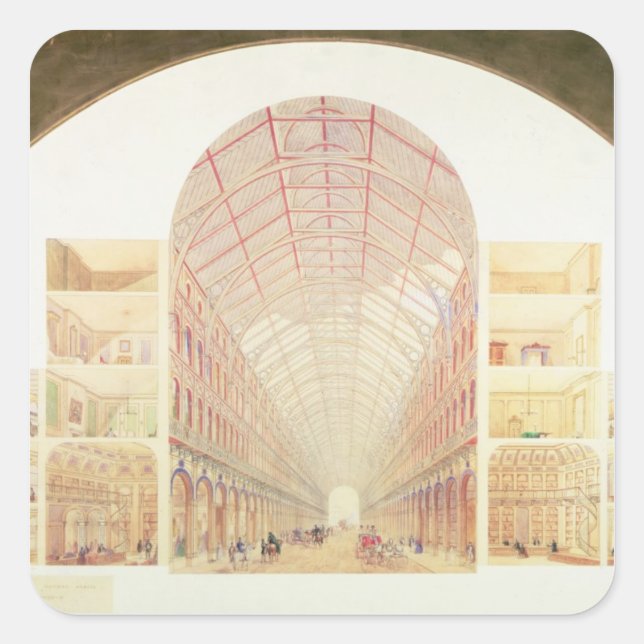 Pegatina Cuadrada Perspectiva de sección (Anverso)