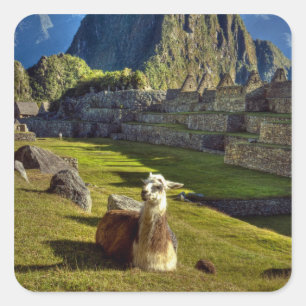 Pegatina Cuadrada Perú, Andes, Montañas Andes, Machu Picchu