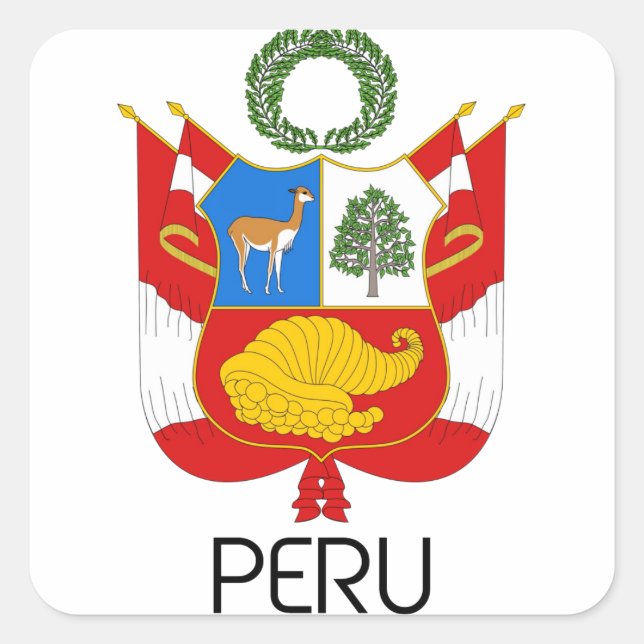Pegatina Cuadrada PERU - emblema/bandera/escudo de armas/símbolo (Anverso)