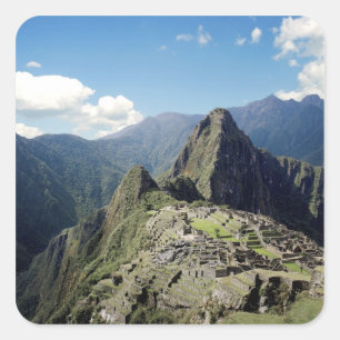 Pegatina Cuadrada Perú, Machu Picchu, la antigua ciudad perdida del