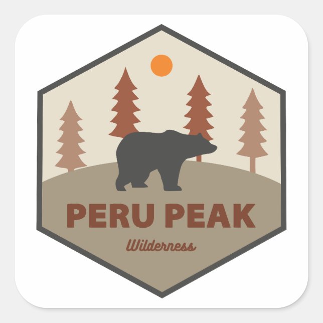 Pegatina Cuadrada Peru Peak Wilderness Vermont Bear (Anverso)