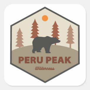 Pegatina Cuadrada Peru Peak Wilderness Vermont Oso