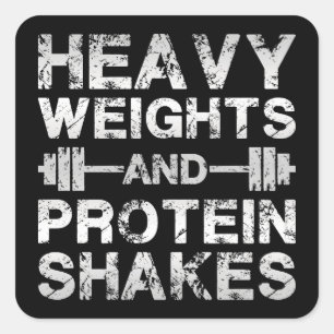 Pegatina Cuadrada Pesajes pesados y sacudidas de proteínas: entrenam