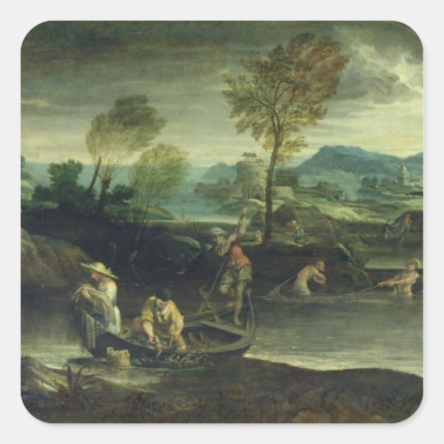Pegatina Cuadrada Pesca (Anverso)