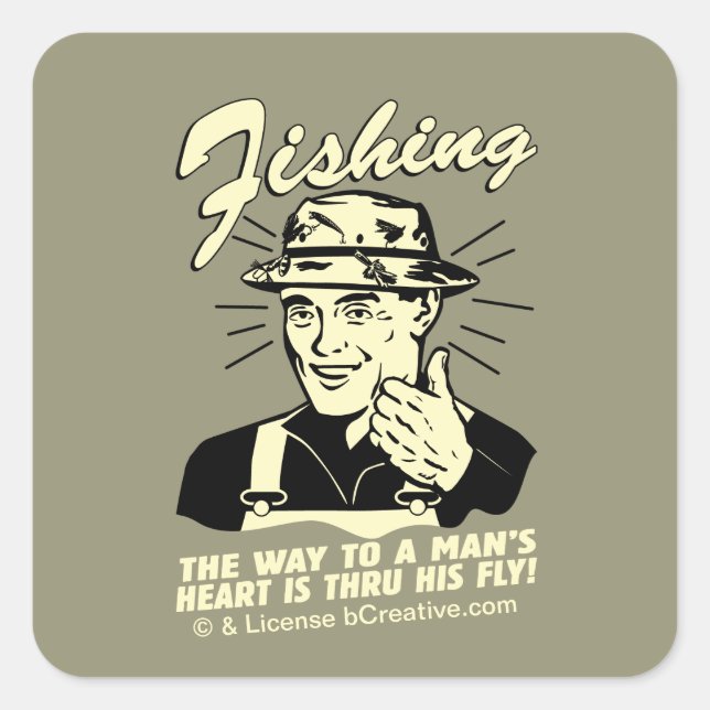 Pegatina Cuadrada Pesca: A través de su mosca (Anverso)