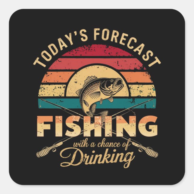 Pegatina Cuadrada PESCA Con Una Posibilidad De BEBER (Anverso)