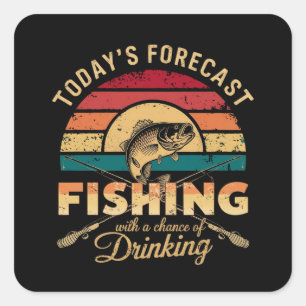 Pegatina Cuadrada PESCA Con Una Posibilidad De BEBER