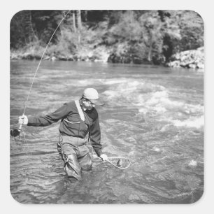 Pegatina Cuadrada Pesca de hombres