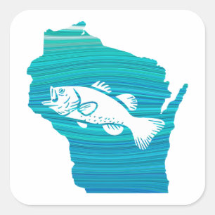 Pegatina Cuadrada Pesca de la onda de Wisconsin