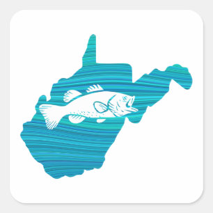 Pegatina Cuadrada Pesca de olas en Virginia Occidental
