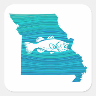 Pegatina Cuadrada Pesca de oleada de Misuri