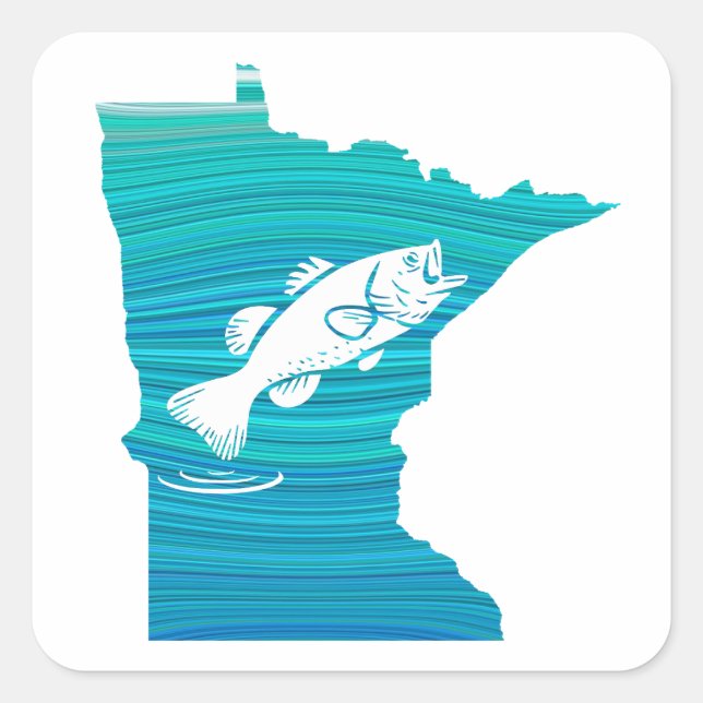 Pegatina Cuadrada Pesca de oleadas de Minnesota (Anverso)