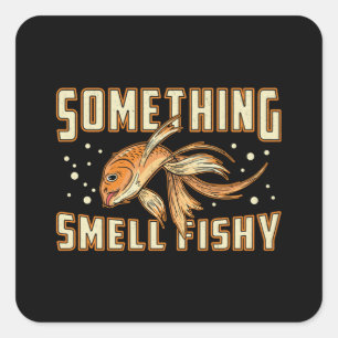 Pegatina Cuadrada Pesca de oro Someting Aceite Fisher de peces anima