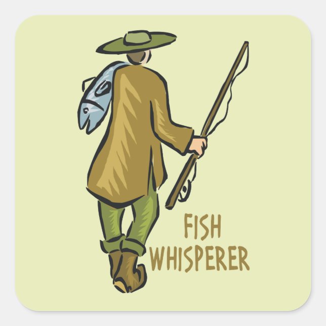 Pegatina Cuadrada Pesca de pescado Whisperer (Anverso)