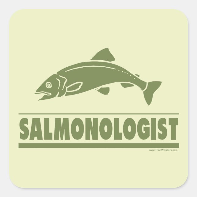 Pegatina Cuadrada Pesca de salmón (Anverso)
