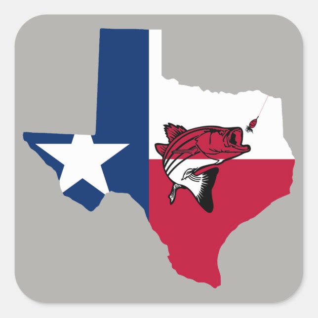 Pegatina Cuadrada Pesca de Texas (Anverso)