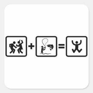 Pegatina Cuadrada Pesca deportiva