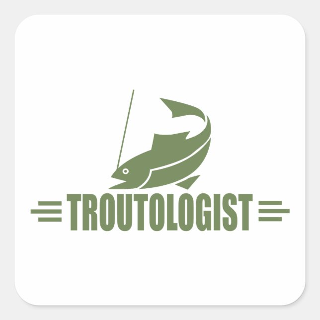 Pegatina Cuadrada Pesca divertida de truchas (Anverso)