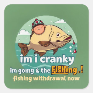 Pegatina Cuadrada Pesca frenética: El humor de los momentos curiosos
