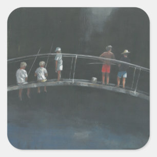 Pegatina Cuadrada Pesca infantil