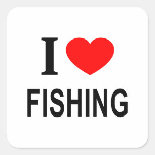 PEGATINA CUADRADA ❤️ PESCA ME ENCANTA LA PESCA EN EL CORAZÓN PESCA