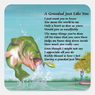Pegatina Cuadrada Pesca - Poema del abuelo
