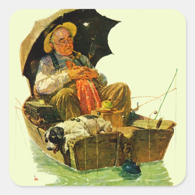 Pegatina Cuadrada Pesca por destino (Anverso)