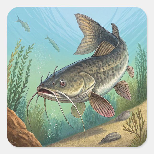 Pegatina Cuadrada Pescado (Anverso)