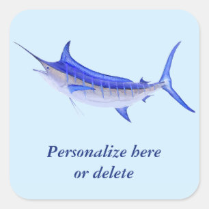 Pegatina Cuadrada Pescado artístico de marlín azul personalizado