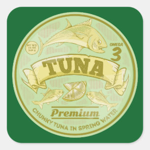 Pegatina Cuadrada Pescado de lata de atún