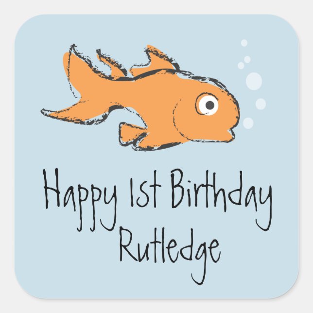 Pegatina Cuadrada Pescado de oro (Anverso)