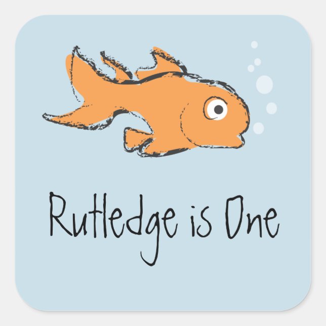 Pegatina Cuadrada Pescado de oro (Anverso)