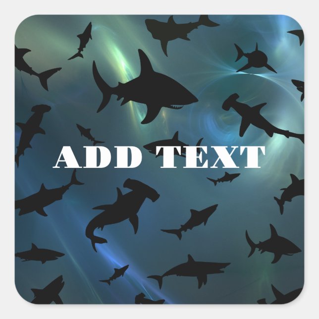 Pegatina Cuadrada Pescado de tiburón moderno jaws ballena bajo la ga (Anverso)