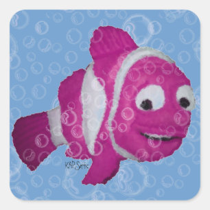 Pegatina Cuadrada Pescado rayado rosado