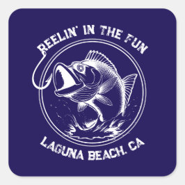 Pegatina Cuadrada Pescado-Reelin en la diversión
