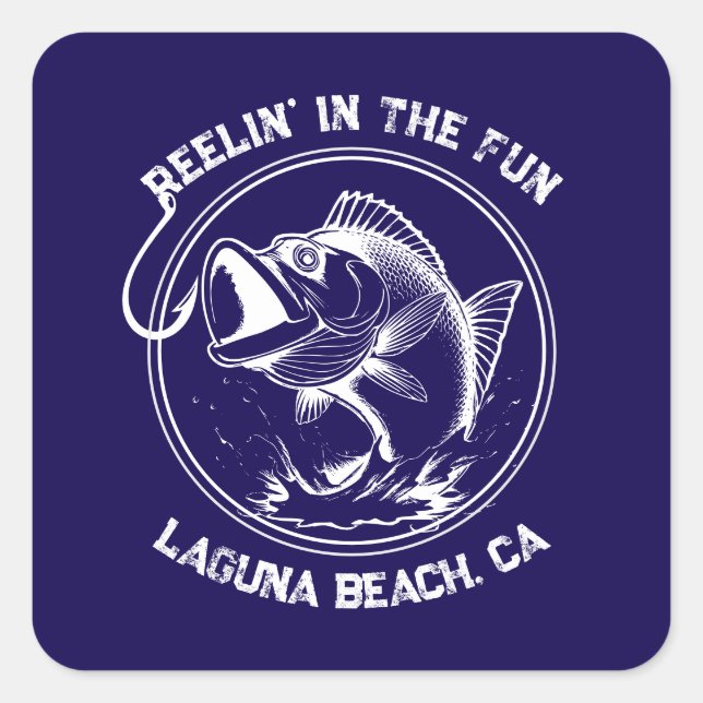 Pegatina Cuadrada Pescado-Reelin en la diversión (Anverso)