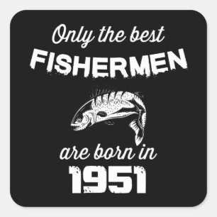 Pegatina Cuadrada Pescador 70 cumpleaños