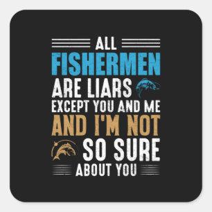 Pegatina Cuadrada Pescador de Arte Todos Pescadores