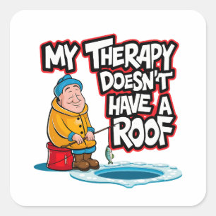 Pegatina Cuadrada Pescador de hielo