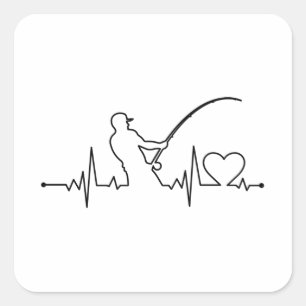 Pegatina Cuadrada Pescador de pescadores de marionetas