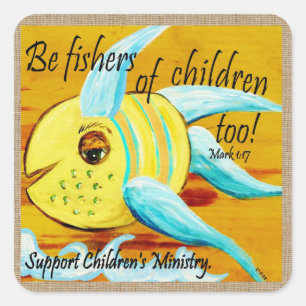 Pegatina Cuadrada Pescadores de niños también