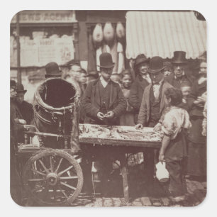 Pegatina Cuadrada Pescados baratos de St Giles, a partir de la 'vida