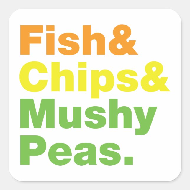 Pegatina Cuadrada Pescados y chuletas y guisantes. (Anverso)