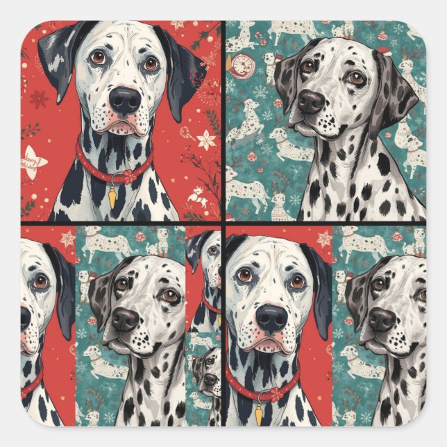 Pegatina Cuadrada Pet christmas  (Anverso)